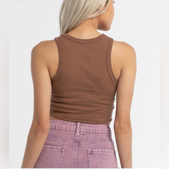 Full Tilt Skeleton Women’s Crop Tank Top Brown Sz Large - Picture 2 of 7